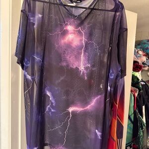 Fashion Nova Purple Lightning Mesh Top